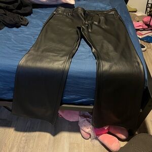 Black leather jeans. Size 14